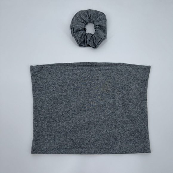 Reworked 1/1 Puma Tube Top and Scrunchie Set Gray Medium - Picture 2 of 3